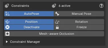 The Constraints section of the AutoPose panel