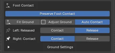 The Foot Contact section of the AutoPose panel