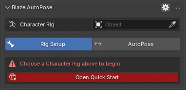 The Blaze AutoPose sidebar panel in Blender