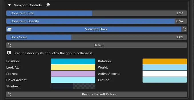 AutoPose viewport controls and colour preferences
